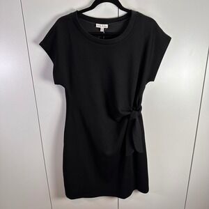 NWT Lucky &‎ Coco Black Dress Womens Large Short Sleeve Tie Waist Minimalist LBD